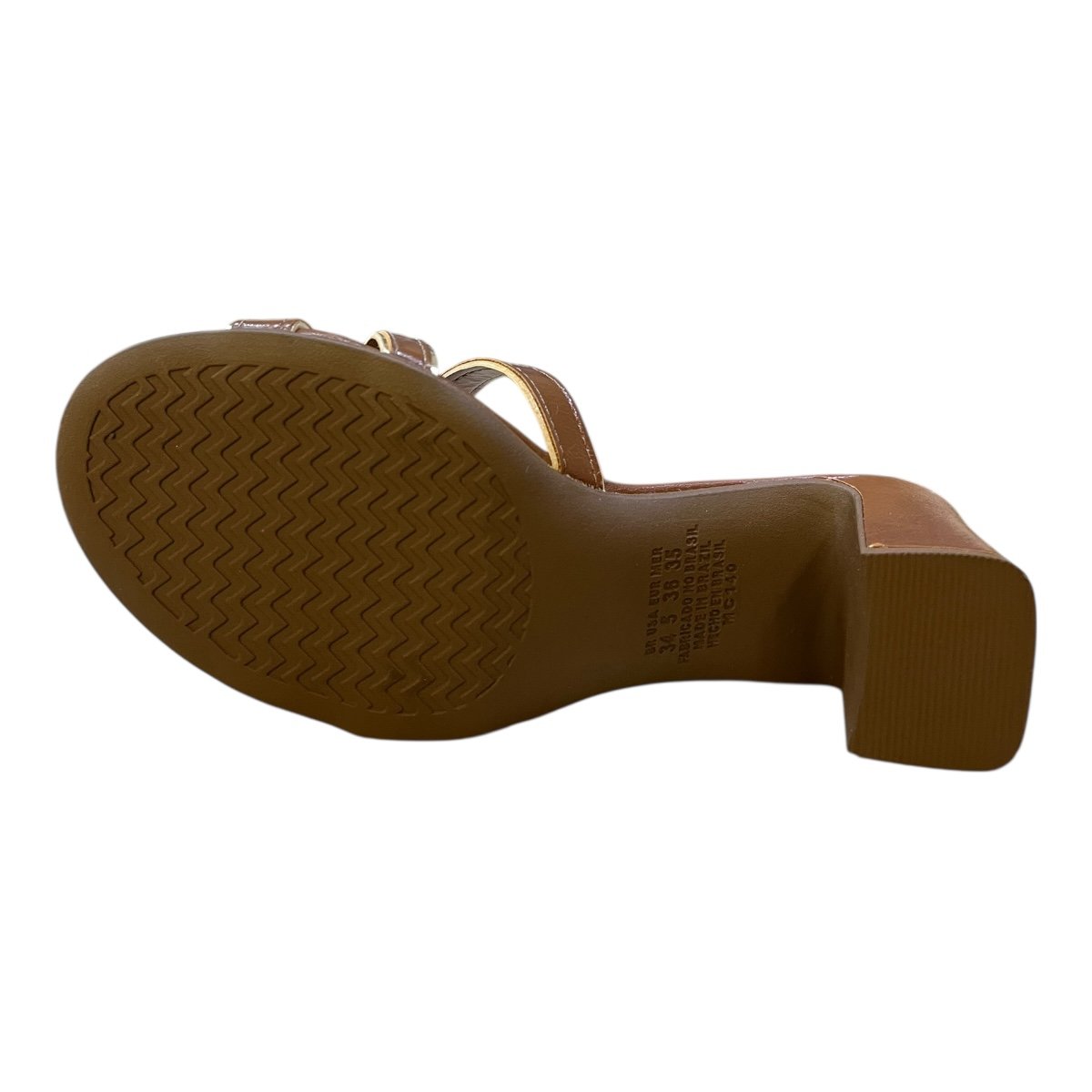 Tamanco Feminino Mississipi Casual Conforto Salto Médio Bloco Detalhe Metalizado J0601 Caramelo Marrom 4