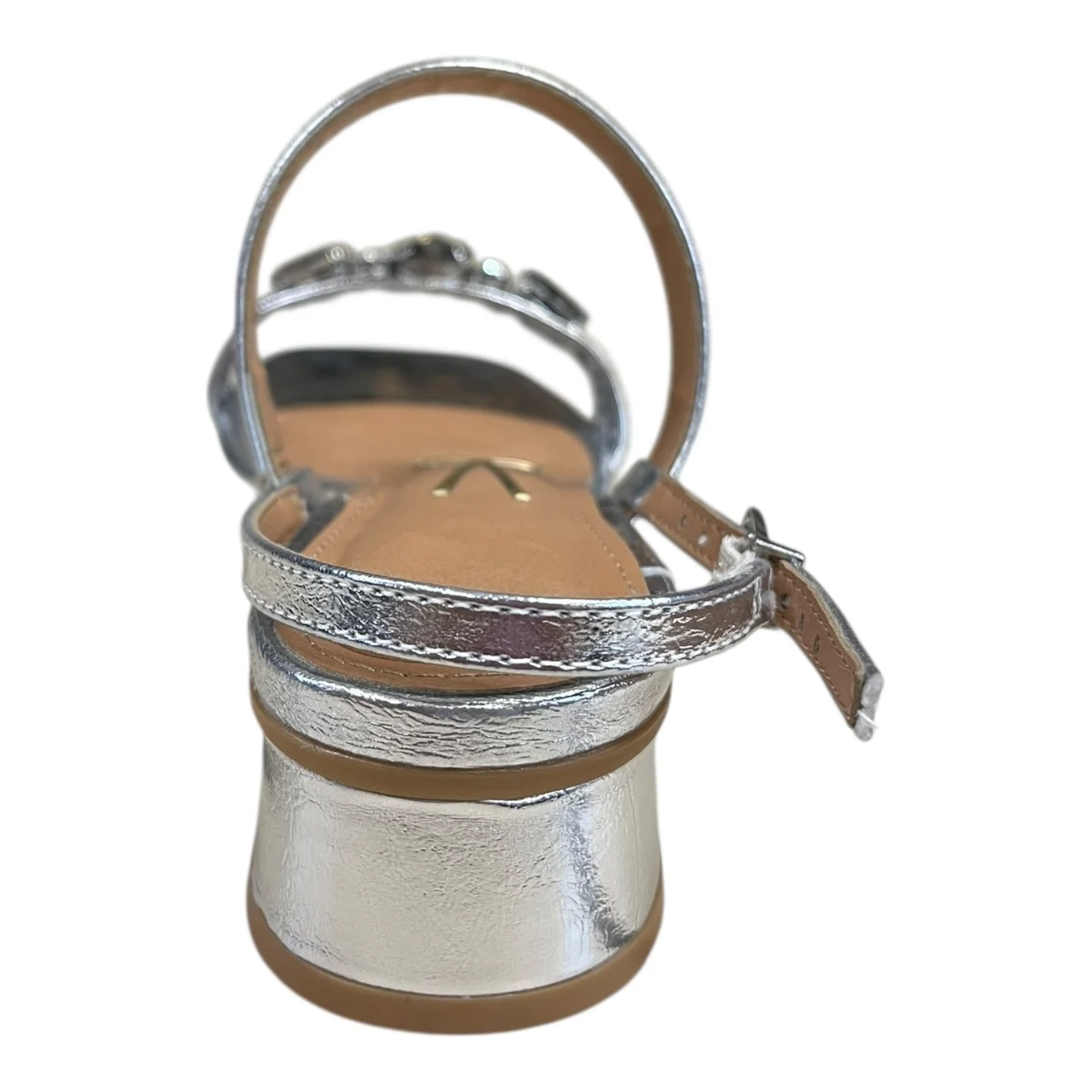 Sandalia Feminino Vizzano Casual Conforto Metalizado Tiras Pedraria Salto Baixo Bloco 6454.238 Prata Prata 5