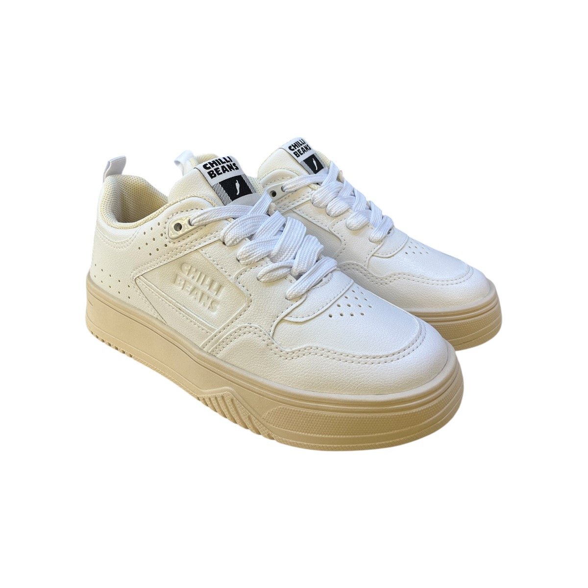 Tenis Unissex Chillibeans Conforto Casual Plataforma Street Retrô Couro Antiderrapante 2588 Branco Branco 2