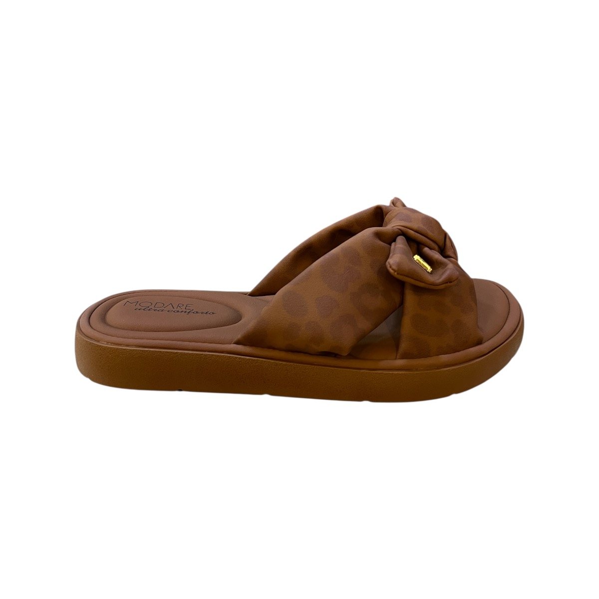 Chinelo Papete Feminino Modare Ultraconforto Superleve Laço Slide Antiderrapante 7208.101 Marrom
