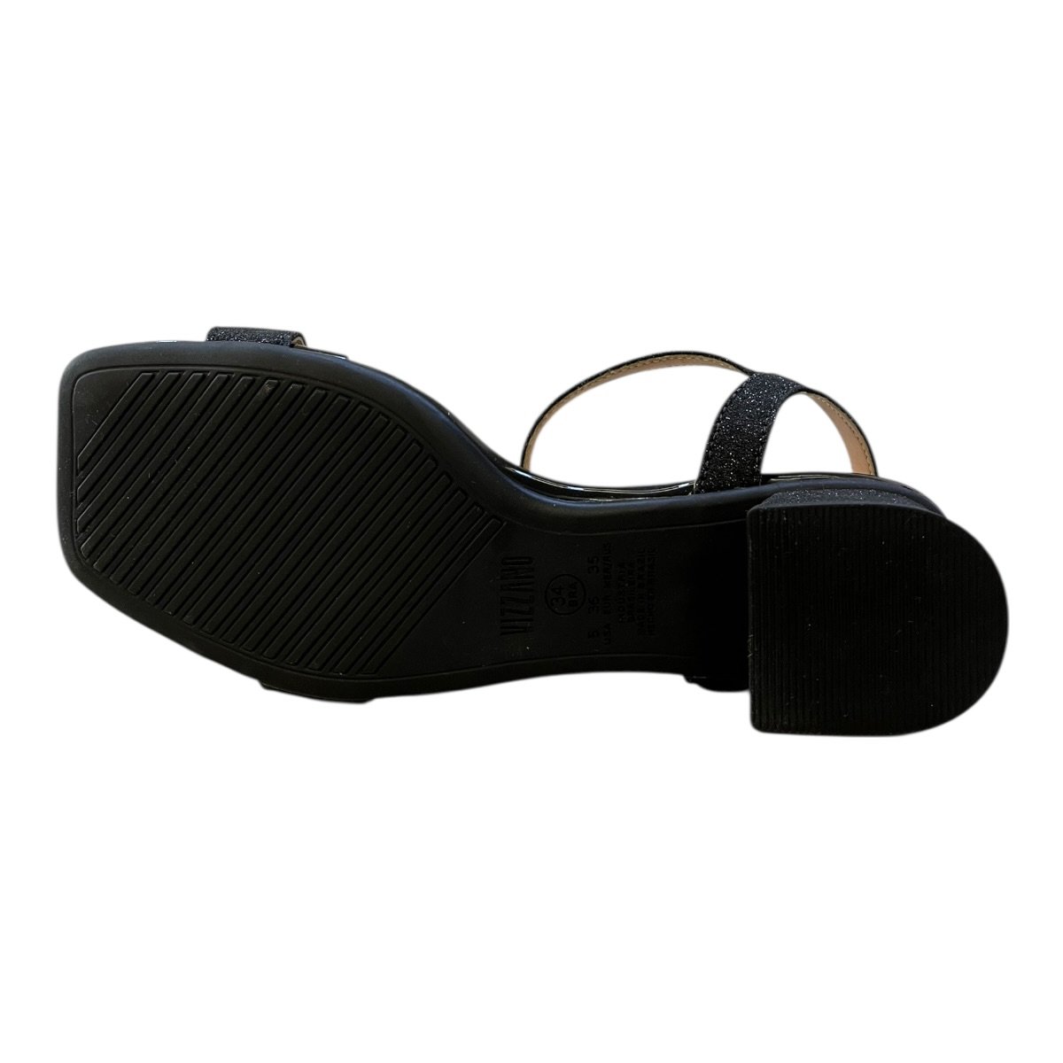 Sandalia Feminino Vizzano Casual Conforto Salto Baixo Bloco Tiras Bico Quadrado 6454.111 Preto Preto 6