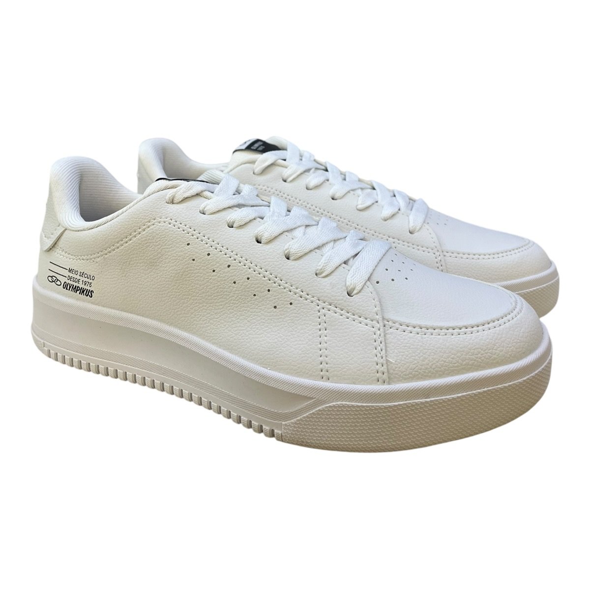 Tenis Masculino Olympikus Eros Casual Retrô Básico Plataforma Branco Branco 2