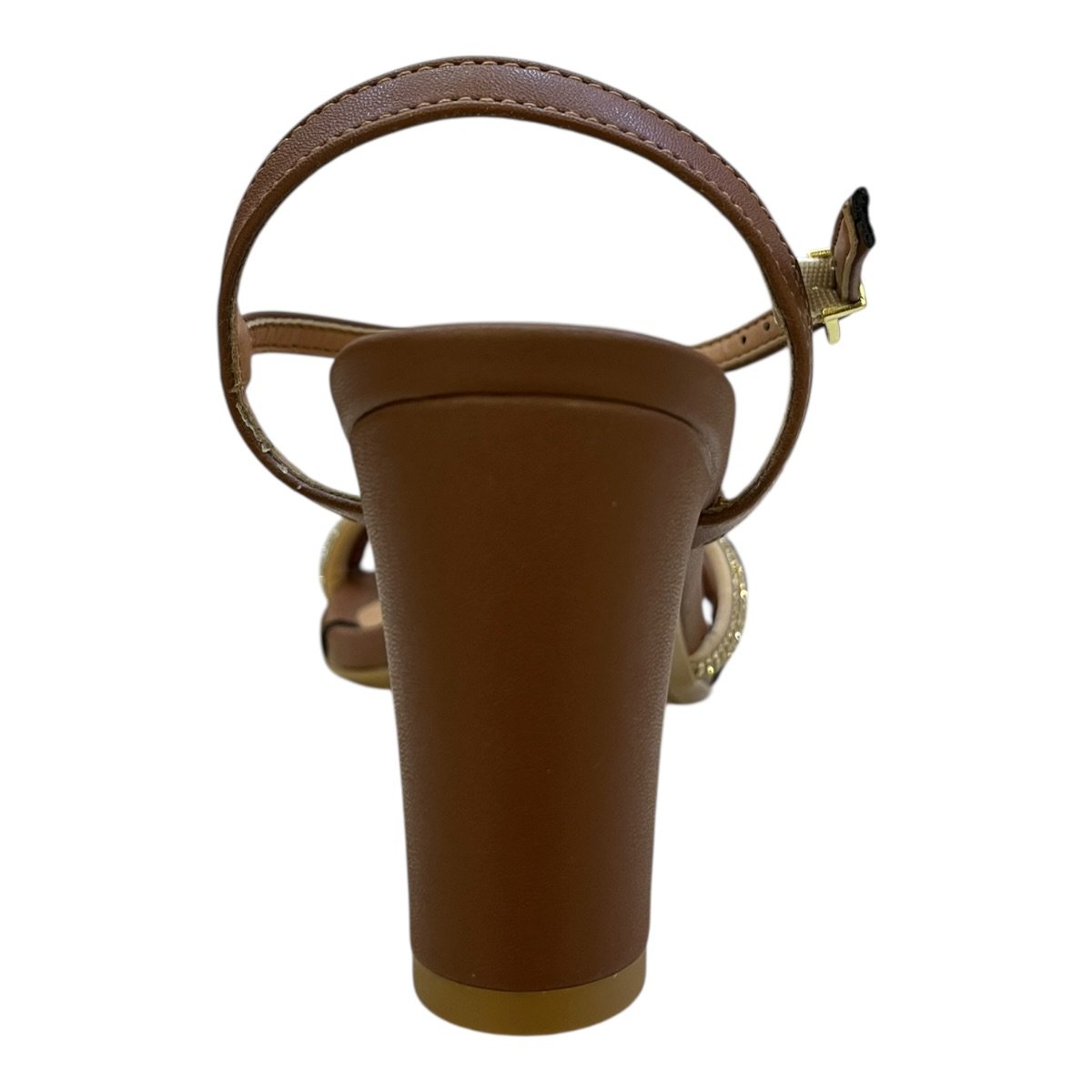 Sandalia Feminino Vizzano Casual Conforto Tiras Brilho Salto Bloco Médio Strass 6262.1034 Marrom Marrom 4