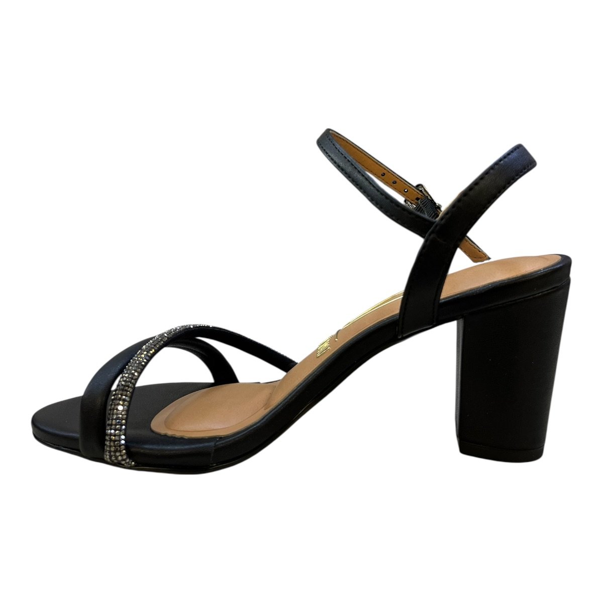 Sandalia Feminino Vizzano Casual Conforto Tiras Brilho Salto Bloco Médio Strass 6262.1034 Preto Preto 5