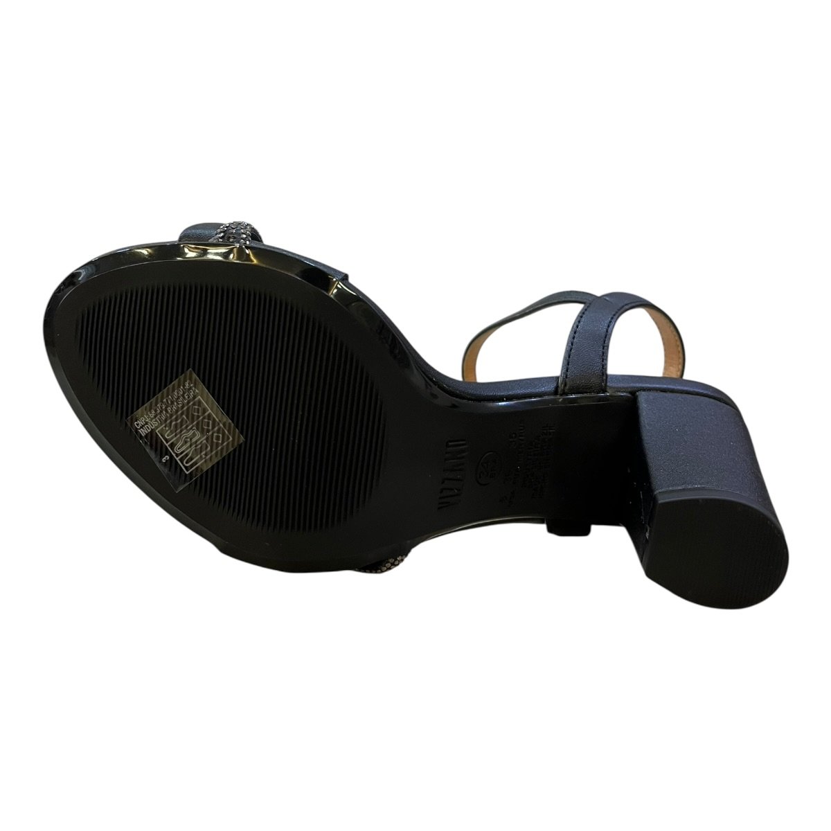 Sandalia Feminino Vizzano Casual Conforto Tiras Brilho Salto Bloco Médio Strass 6262.1034 Preto Preto 6