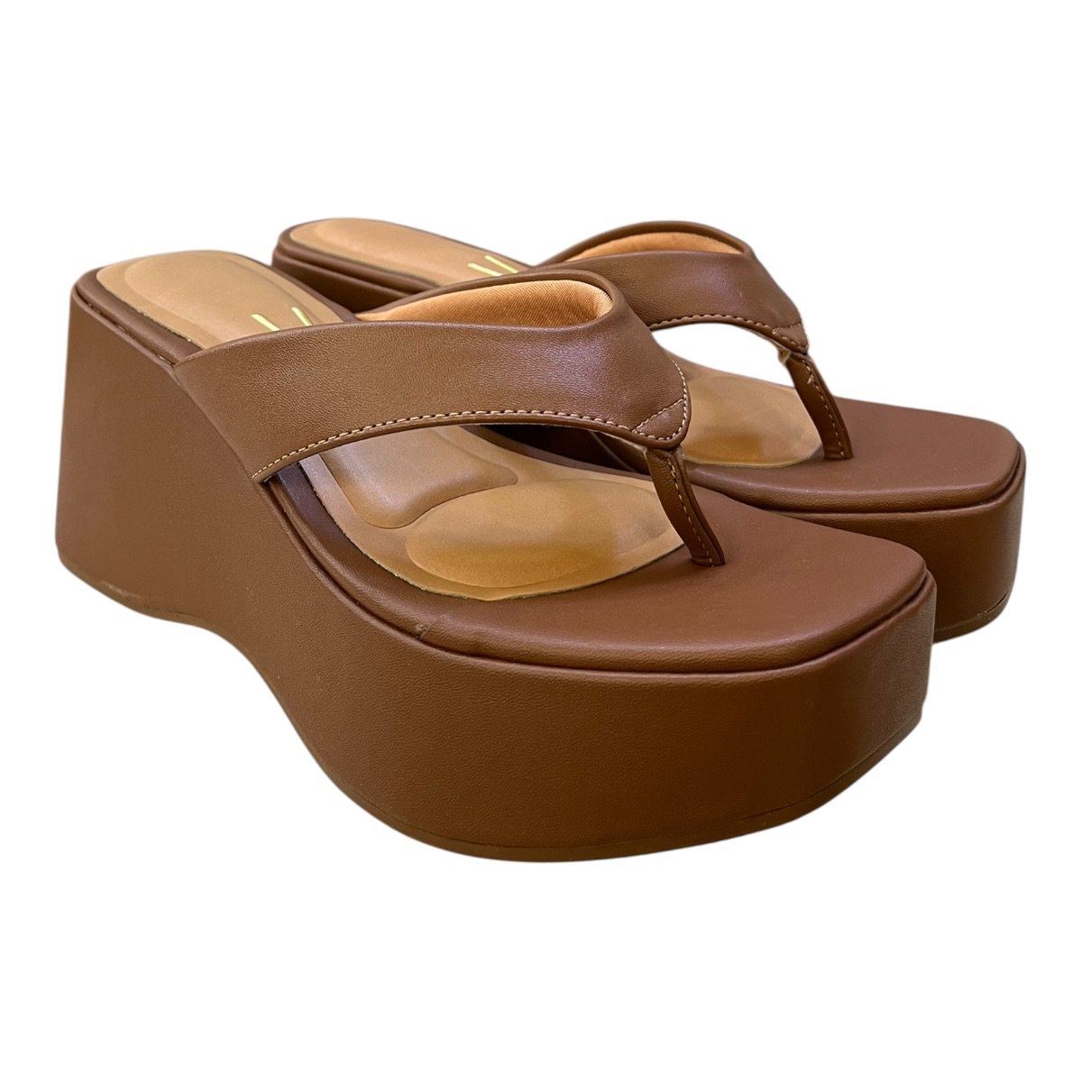Tamanco Feminino Vizzano Anabela Casual Conforto Dedo Plataforma Alto Básico 6559.106 Marrom Marrom 2
