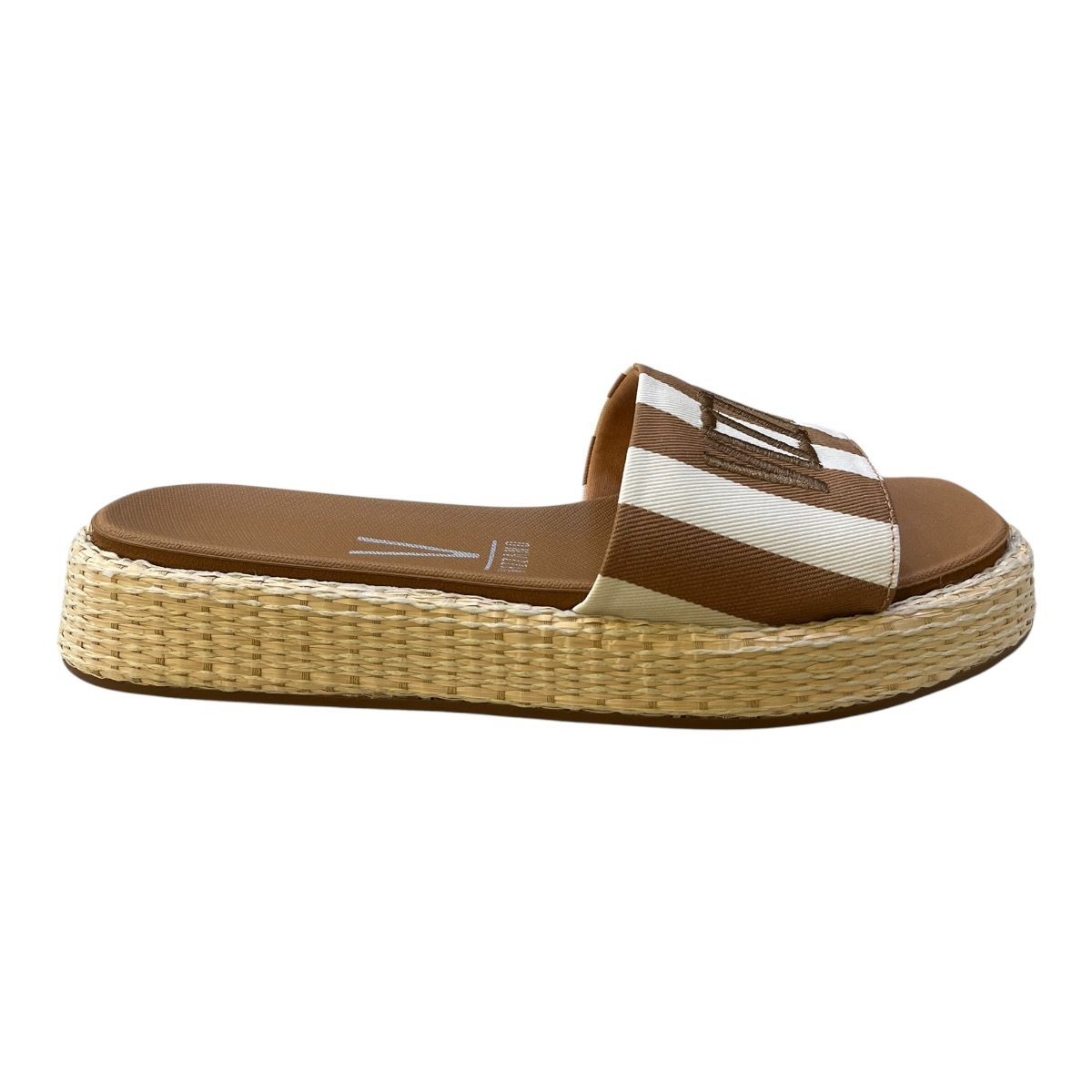 Chinelo Papete Feminino Vizzano Slide Casual Conforto Listras Palha Antiderrapante 6506.128 Caramelo