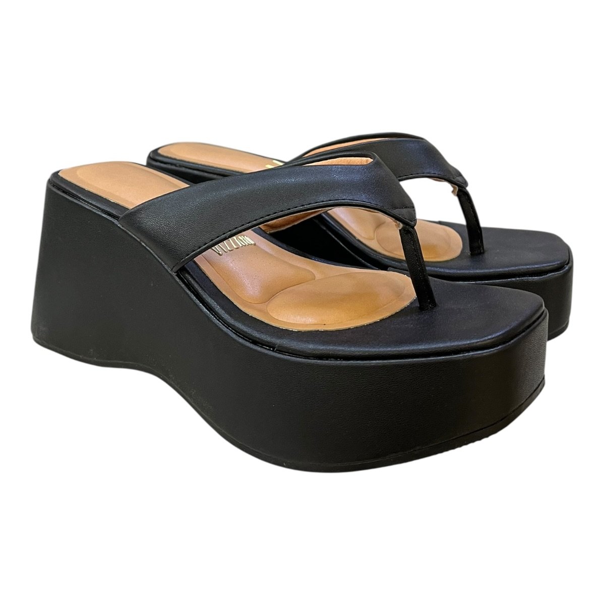 Tamanco Feminino Vizzano Anabela Casual Conforto Dedo Plataforma Alto Básico 6559.106 Preto Preto 2