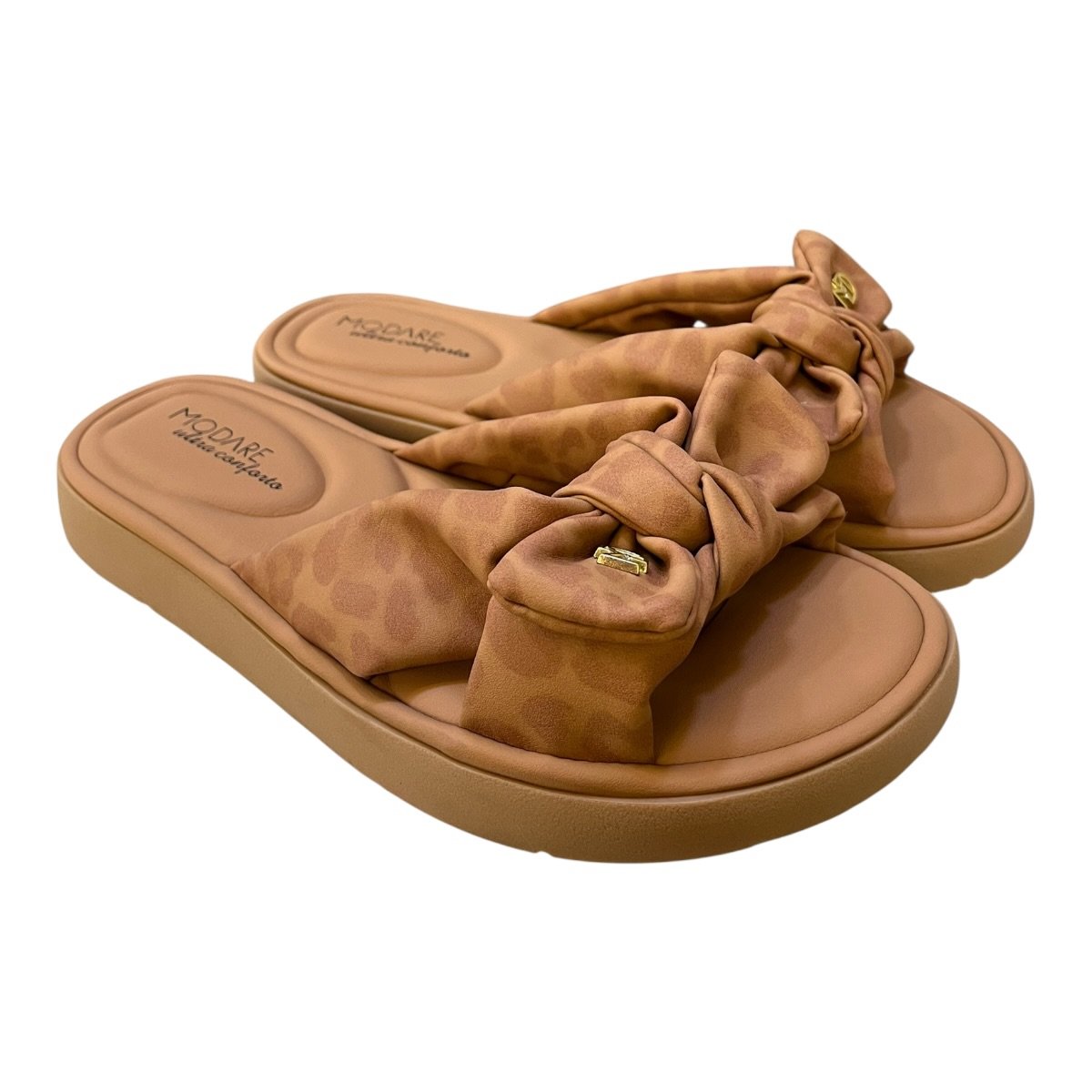 Chinelo Papete Feminino Modare Ultraconforto Superleve Laço Slide Antiderrapante 7208.101 Nude Marrom 2