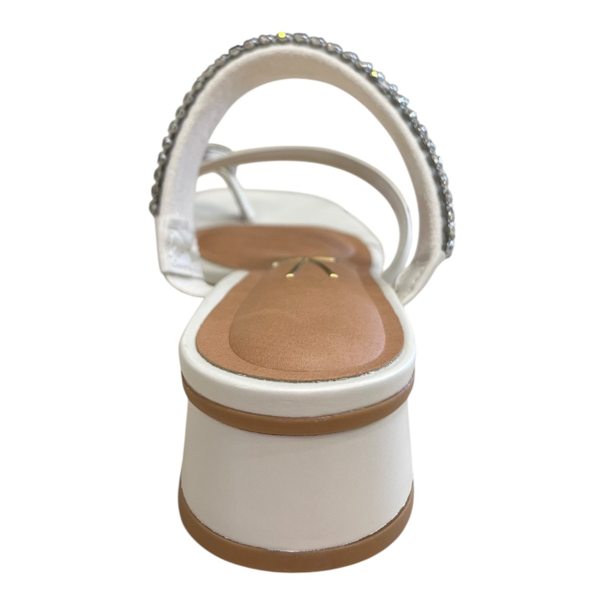 Tamanco Feminino Vizzano Casual Conforto Tiras Salto Bloco Baixo Brilho Dedo 6454.133 Branco Branco 4