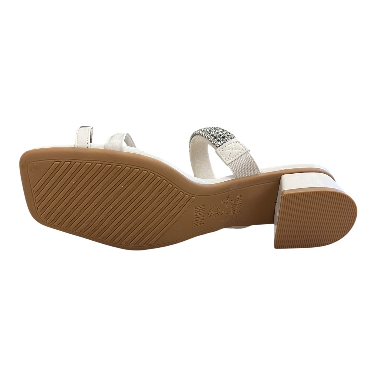 Tamanco Feminino Vizzano Casual Conforto Tiras Salto Bloco Baixo Brilho Dedo 6454.133 Branco Branco 6