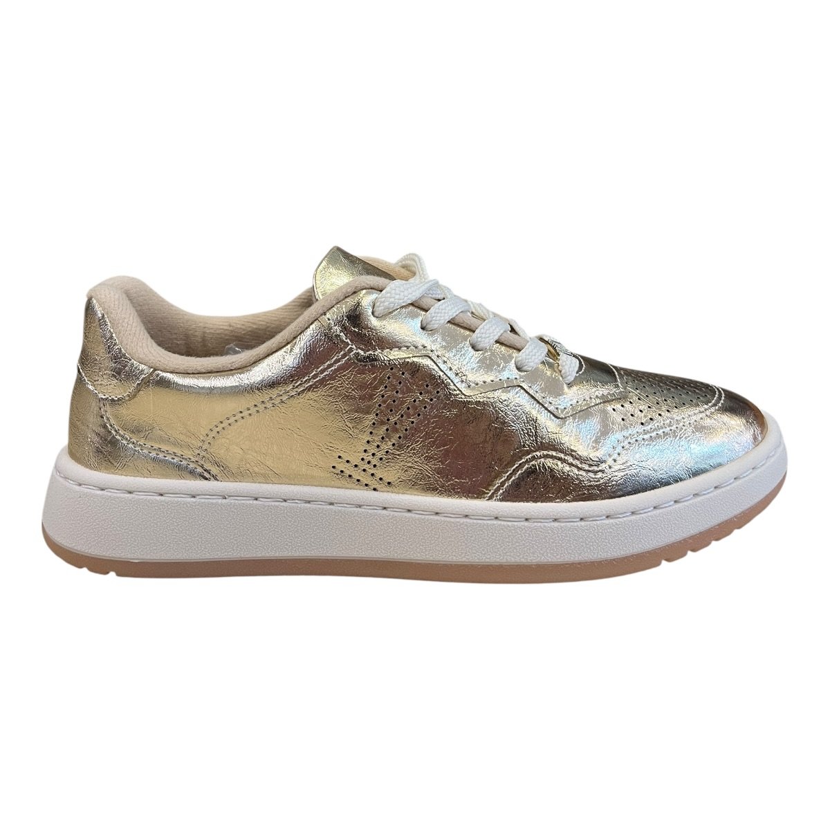 Tenis Feminino Vizzano Casual Conforto Metalizado Brilho Retrô Plataforma 1466.100 Dourado