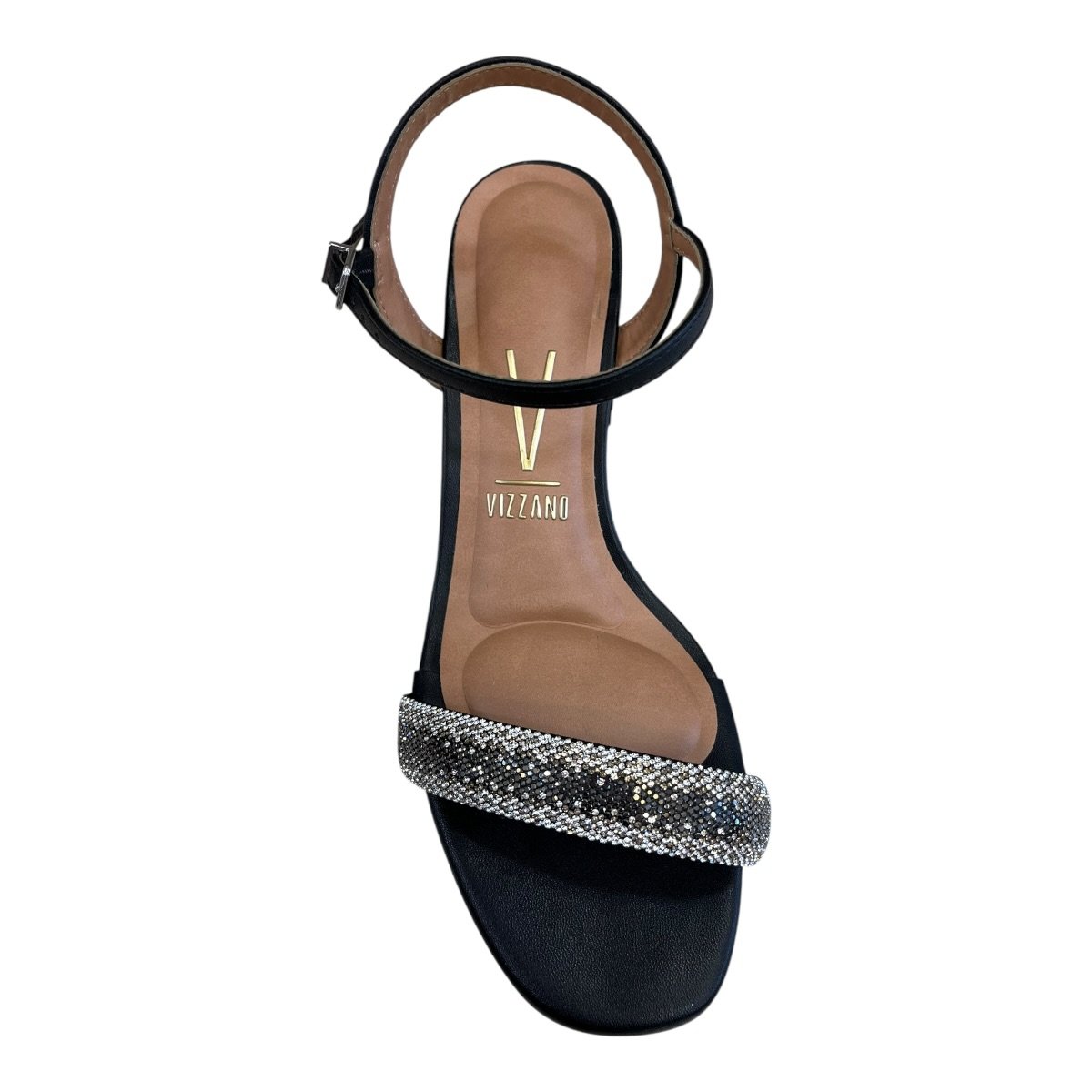 Sandalia Feminino Vizzano Casual Conforto Salto Bloco Médio Brilho Tiras Strass 6428.139. Preto Preto 3