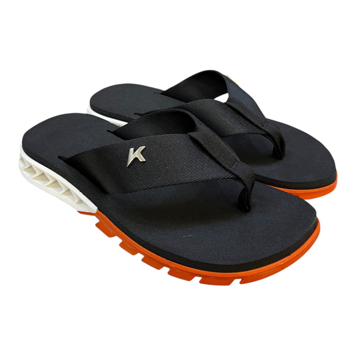 Chinelo Masculino Kenner Rakka Casual Conforto Antiderrapante Dedo Detalhe Metalizado Laranja Preto/Laranja 2