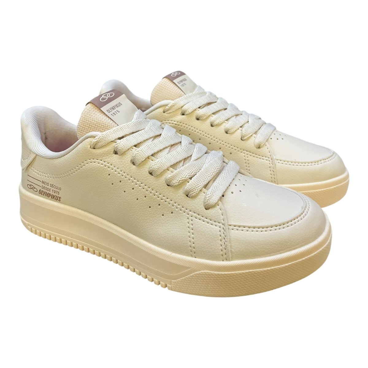 Tenis Masculino Olympikus Eros Casual Retrô Básico Plataforma Marfim Branco 2
