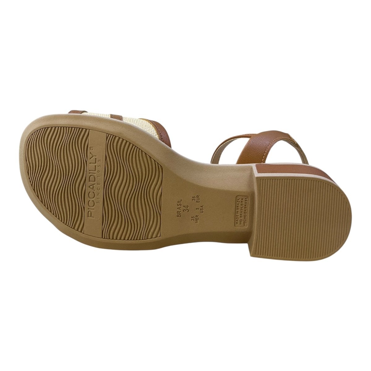 Sandalia Feminino Piccadilly Ultraconforto Casual Superleve Antiderrapante Salto Baixo 590081 Caramelo Bege/Marrom 6