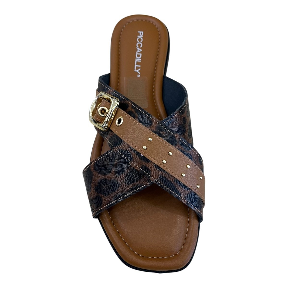 Chinelo Rasteira Feminino Piccadilly Conforto Casual Slide Cruzada Animal Print Onça  508084 Caramelo Marrom 3