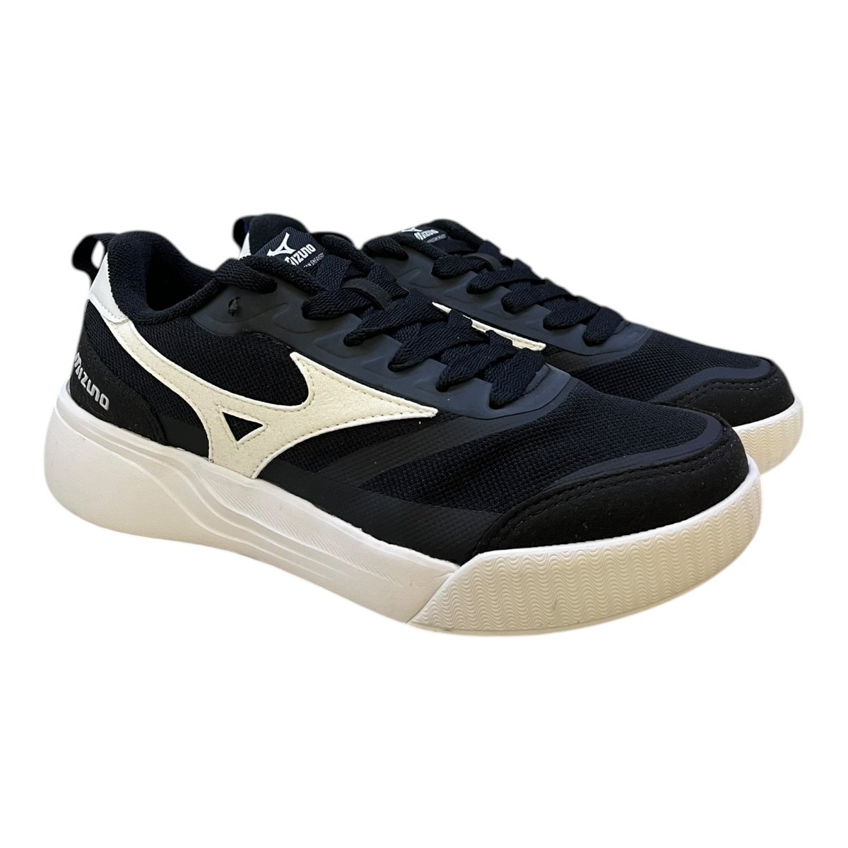 Tenis Masculino Mizuno Edo Cross Casual Ultraconforto Retrô Superleve Preto Preto/Branco 2