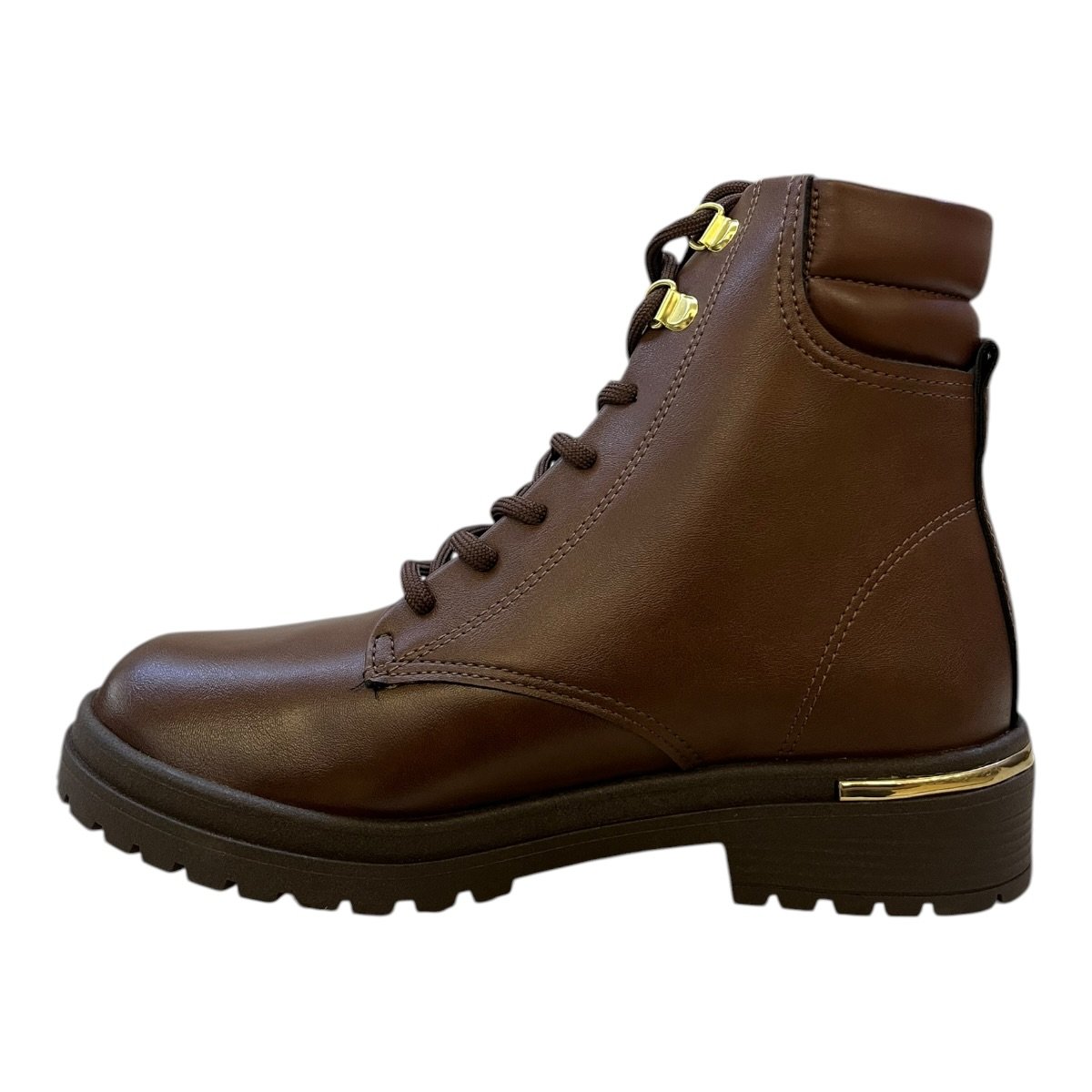Bota Coturno Feminino Beira Rio Casual Conforto Tratorado Amarração Detalhe Metalizado 9093.301 Marrom Marrom 5