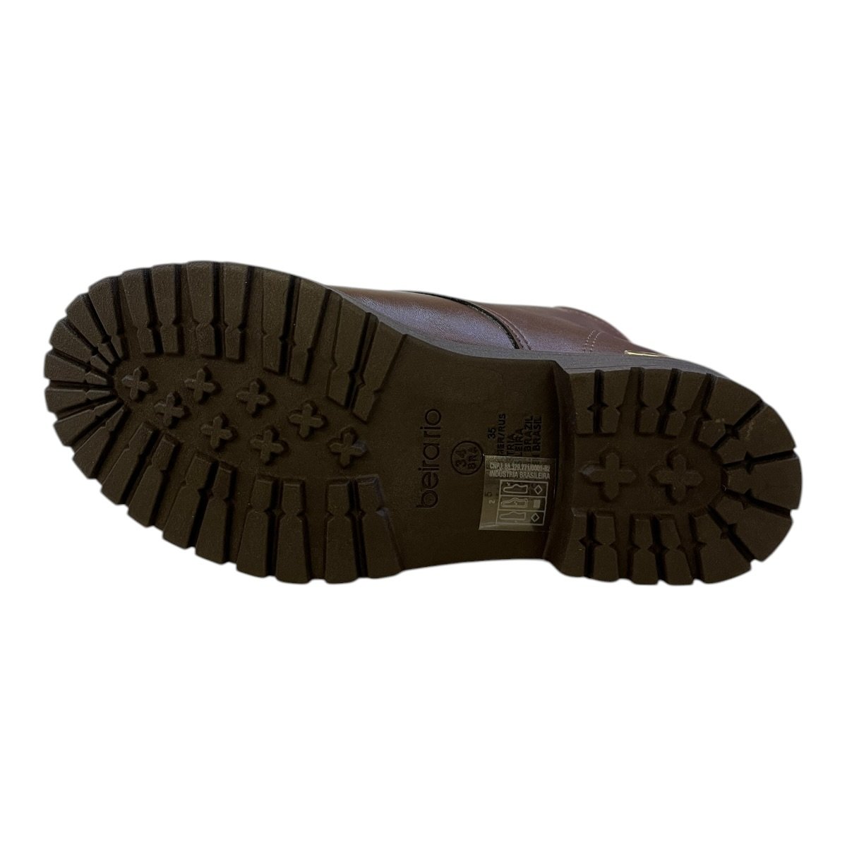 Bota Coturno Feminino Beira Rio Casual Conforto Tratorado Amarração Detalhe Metalizado 9093.301 Marrom Marrom 6