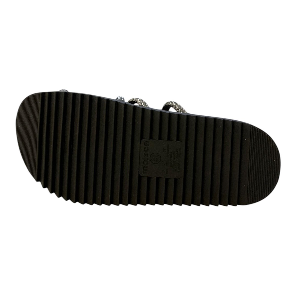 Chinelo Papete Feminino Moleca Casual Ultraconforto Tiras Brilho Strass 5500.111 Preto Preto 6