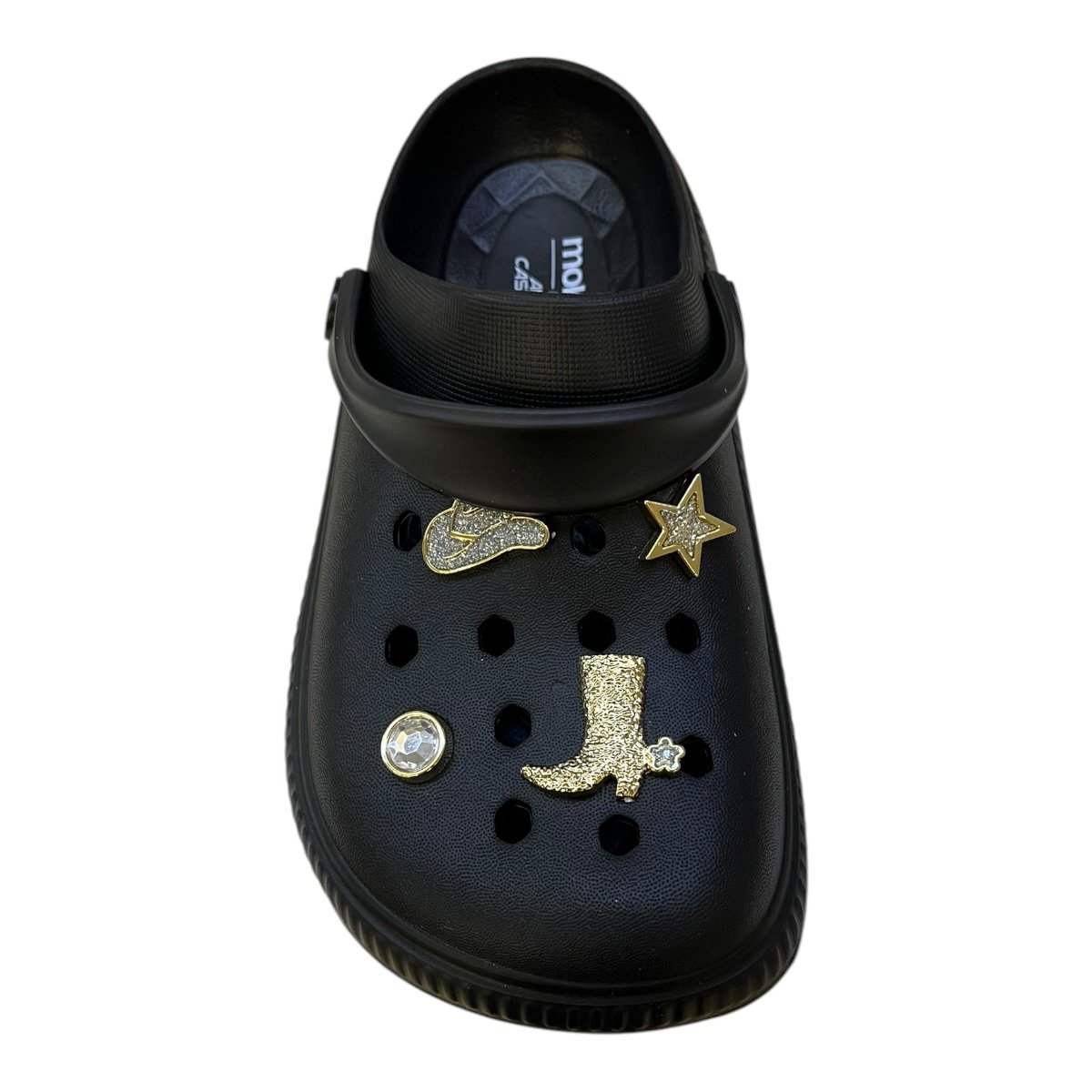 Babuche Feminino Moleca Coleção Boiadeira Casual Conforto Superleve Pins Metalizados 5832.314 Preto Preto 3