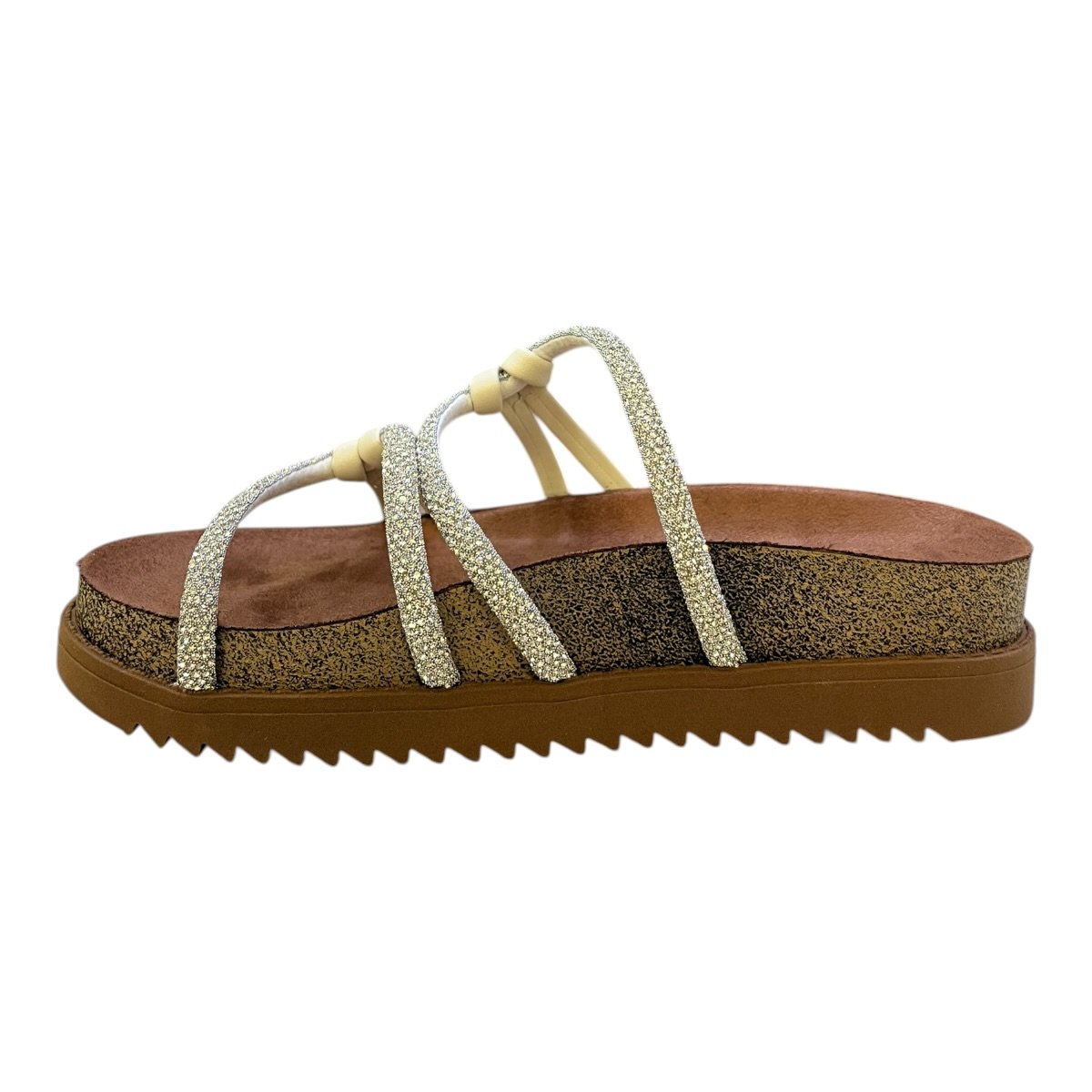 Chinelo Papete Feminino Moleca Casual Ultraconforto Tiras Brilho Strass 5500.111 Branco Branco 4