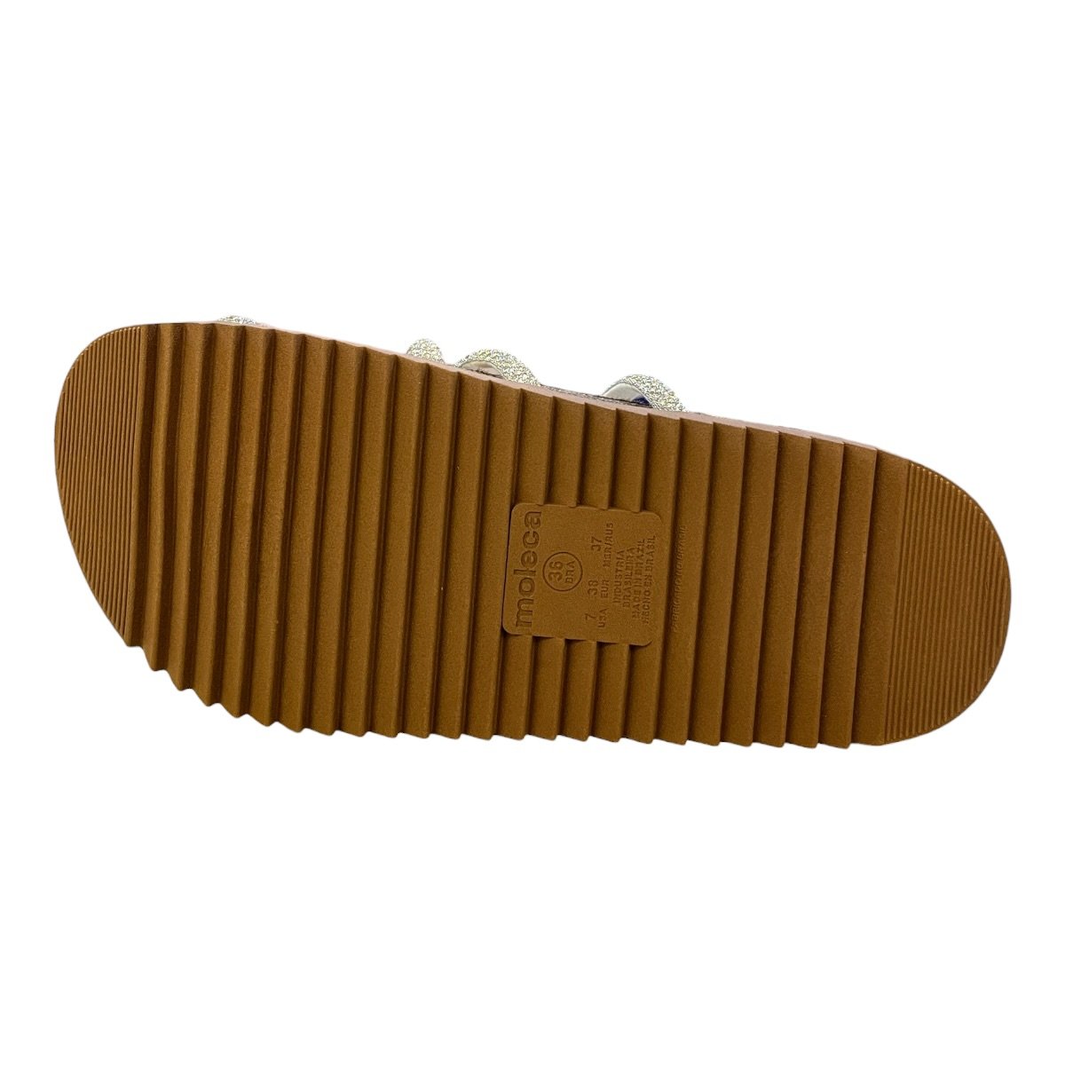 Chinelo Papete Feminino Moleca Casual Ultraconforto Tiras Brilho Strass 5500.111 Branco Branco 5