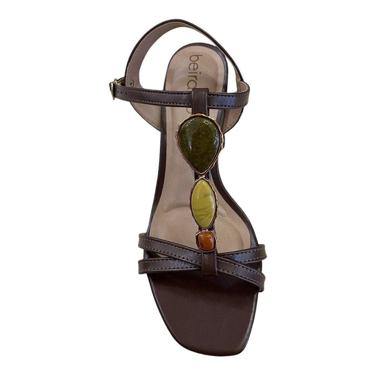 Sandalia Feminino Beira Rio Casual Conforto Tiras Salto Médio Bloco Pedras 8436.252 Marrom Marrom 3