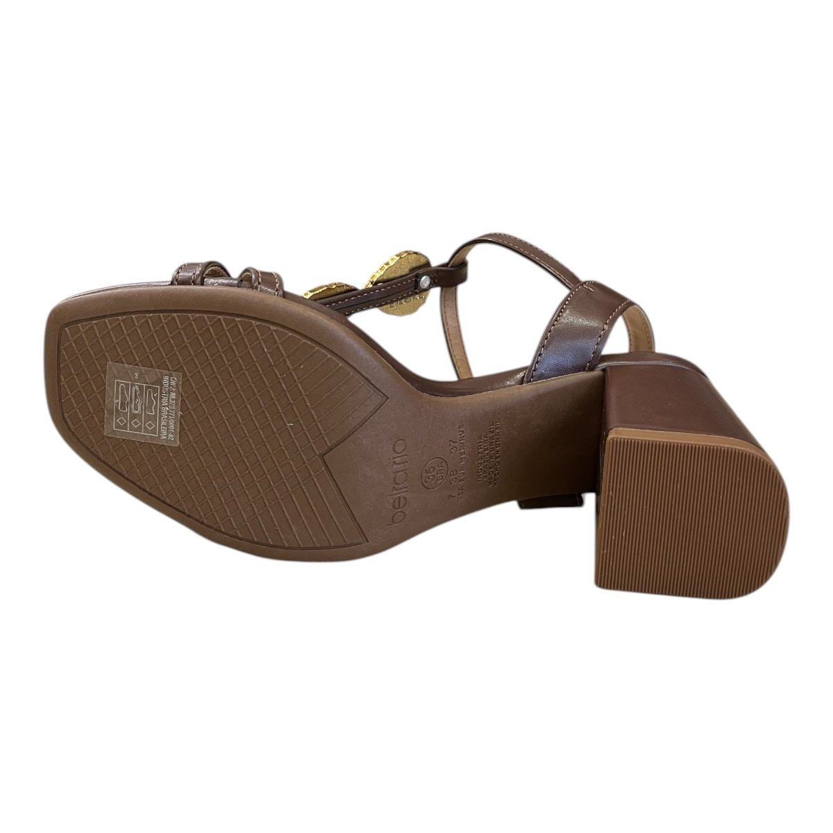 Sandalia Feminino Beira Rio Casual Conforto Tiras Salto Médio Bloco Pedras 8436.252 Marrom Marrom 6