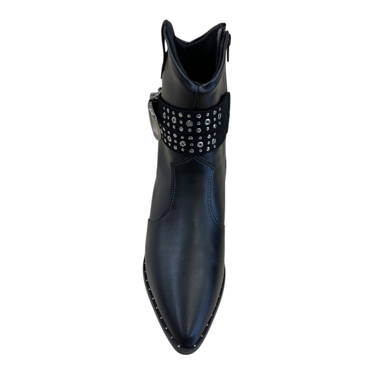 Bota Feminino Beira Rio Casual Conforto Fivela Metalizado Bico Fino Salto Baixo 9091.202 Preto Preto 3