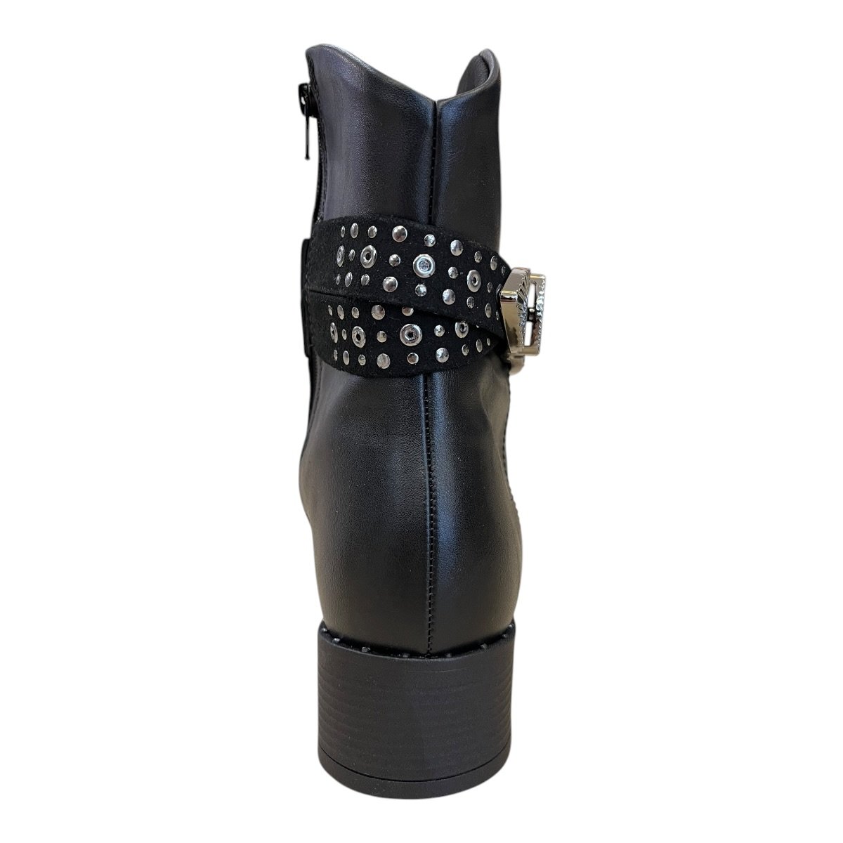 Bota Feminino Beira Rio Casual Conforto Fivela Metalizado Bico Fino Salto Baixo 9091.202 Preto Preto 4