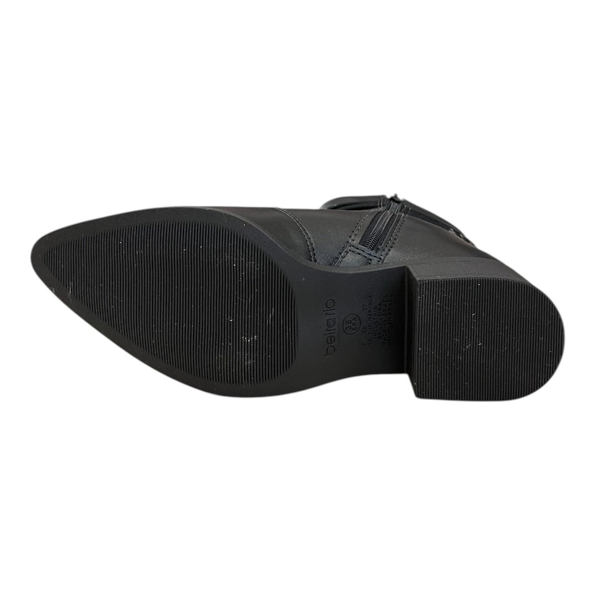 Bota Feminino Beira Rio Casual Conforto Fivela Metalizado Bico Fino Salto Baixo 9091.202 Preto Preto 6