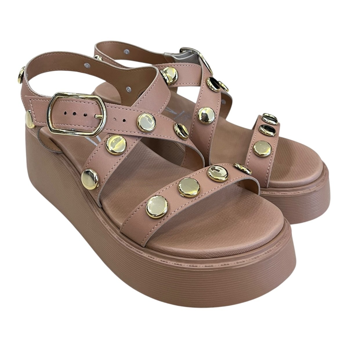 Sandalia Feminino Vizzano Casual Plataforma Anabela Tiras Brilho Metalizado 6525.216 Nude Bege 2