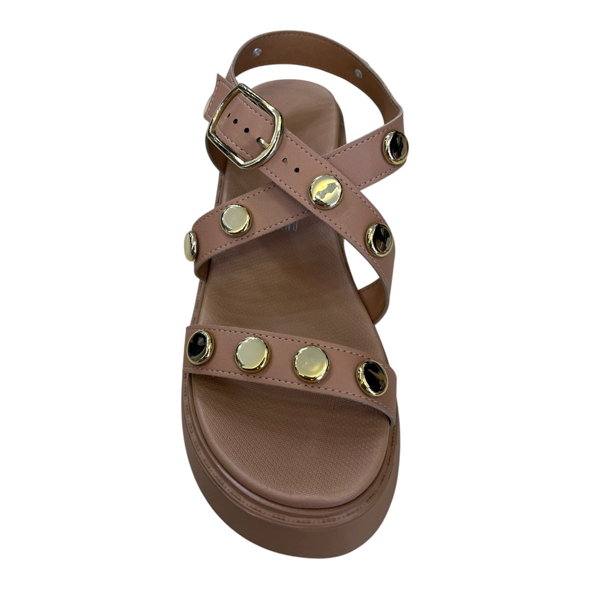 Sandalia Feminino Vizzano Casual Plataforma Anabela Tiras Brilho Metalizado 6525.216 Nude Bege 3