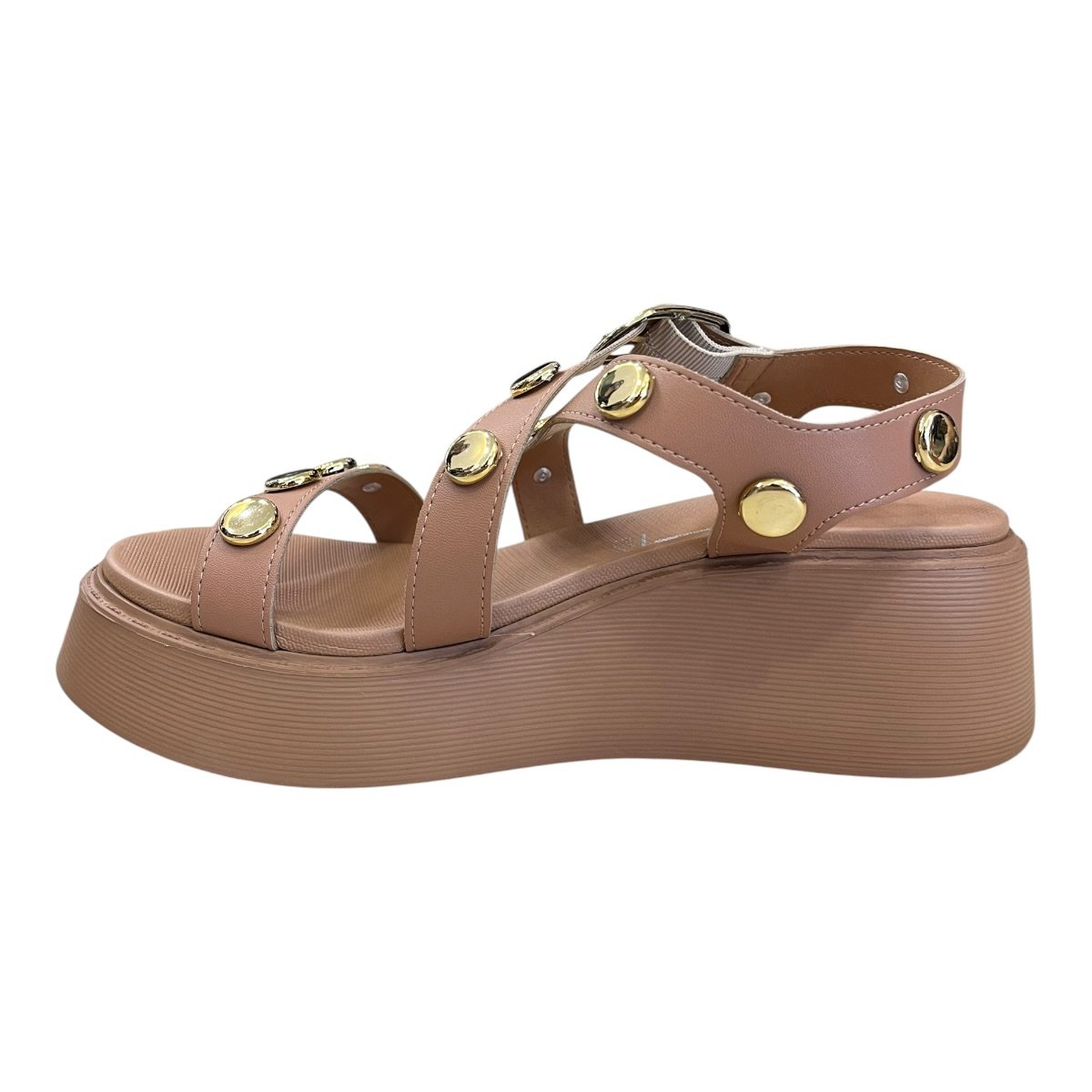 Sandalia Feminino Vizzano Casual Plataforma Anabela Tiras Brilho Metalizado 6525.216 Nude Bege 5