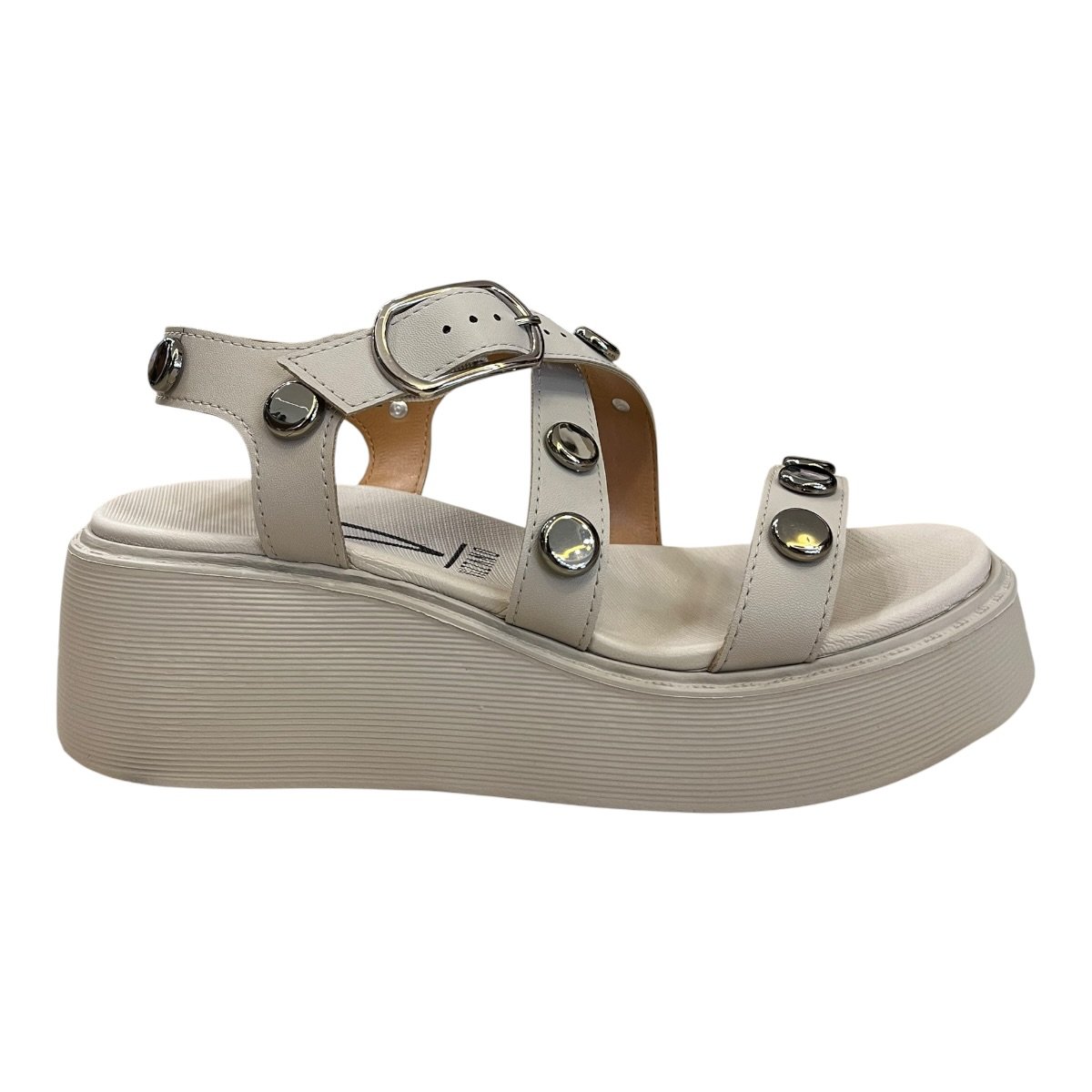 Sandalia Feminino Vizzano Casual Plataforma Anabela Tiras Brilho Metalizado 6525.216 Cinza
