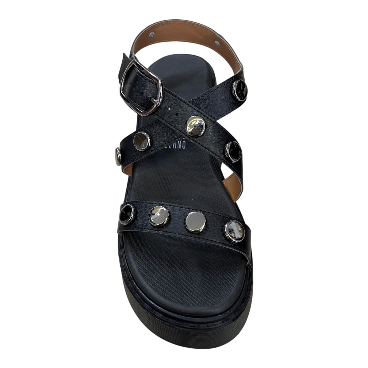 Sandalia Feminino Vizzano Casual Plataforma Anabela Tiras Brilho Metalizado 6525.216 Preto Preto 3
