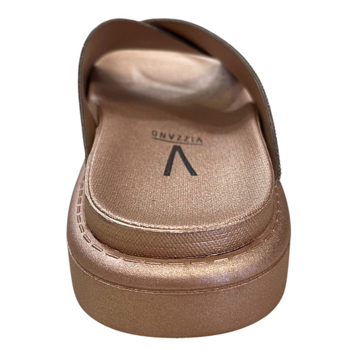 Chinelo Papete Feminino Vizzano Casual Conforto Slide Cruzada Brilho Strass 6459.341 Bronze Bronze 4