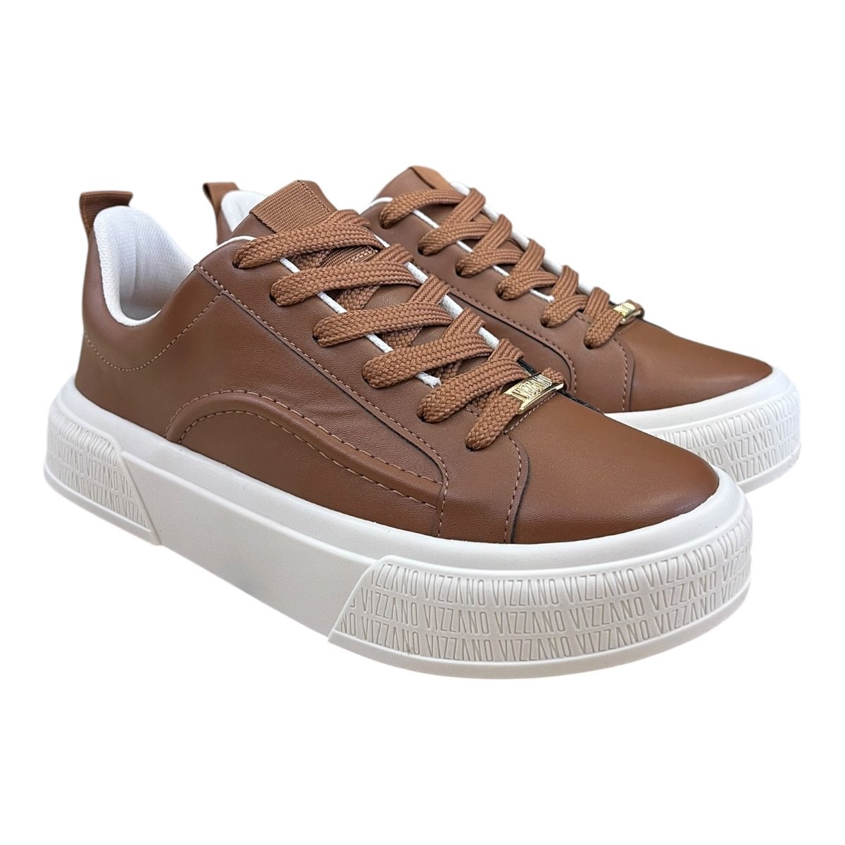Tenis Feminino Vizzano Casual Conforto Plataforma Antiderrapante Amarração 1477.101 Marrom Marrom 2