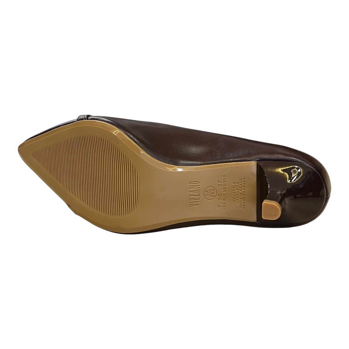 Sapato Scarpin Feminino Vizzano Casual Conforto Bico Fino Detalhe Metalizado 1122.898 Marrom Marrom 6