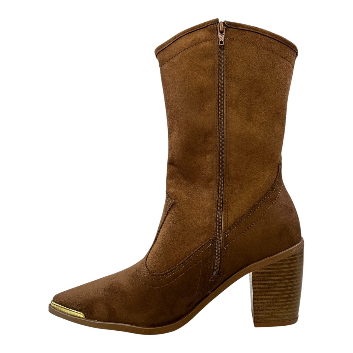 Bota Feminino Moleca Casual Texana Country Franja Camurça Conforto Bico Fino 5355.101 Caramelo Marrom 4