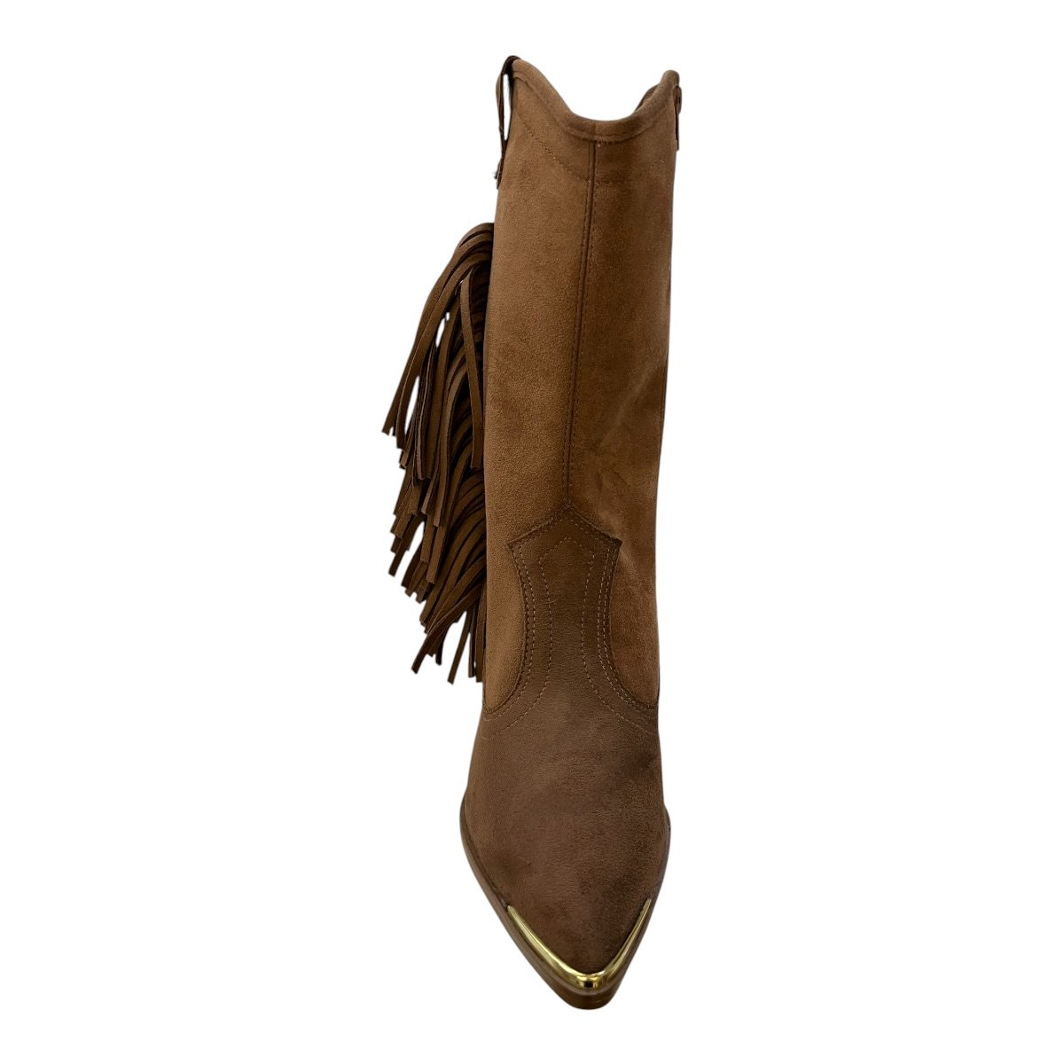 Bota Feminino Moleca Casual Texana Country Franja Camurça Conforto Bico Fino 5355.101 Caramelo Marrom 6