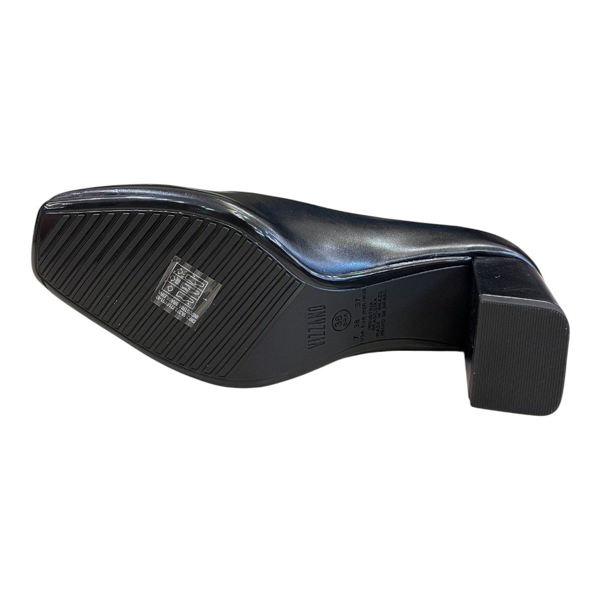 Sapato Scarpin Feminino Vizzano Verniz Salto Bloco Bico Quadrado Casual Conforto 1373.101 Preto Preto 6