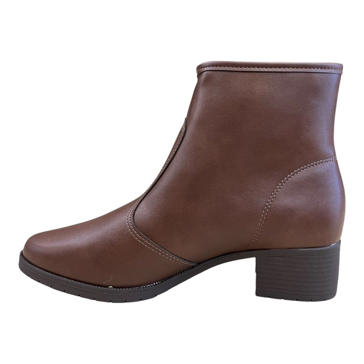 Bota Coturno Feminino Moleca Casual Conforto Básico Zíper Salto Bloco 5346.107 Marrom Marrom 5