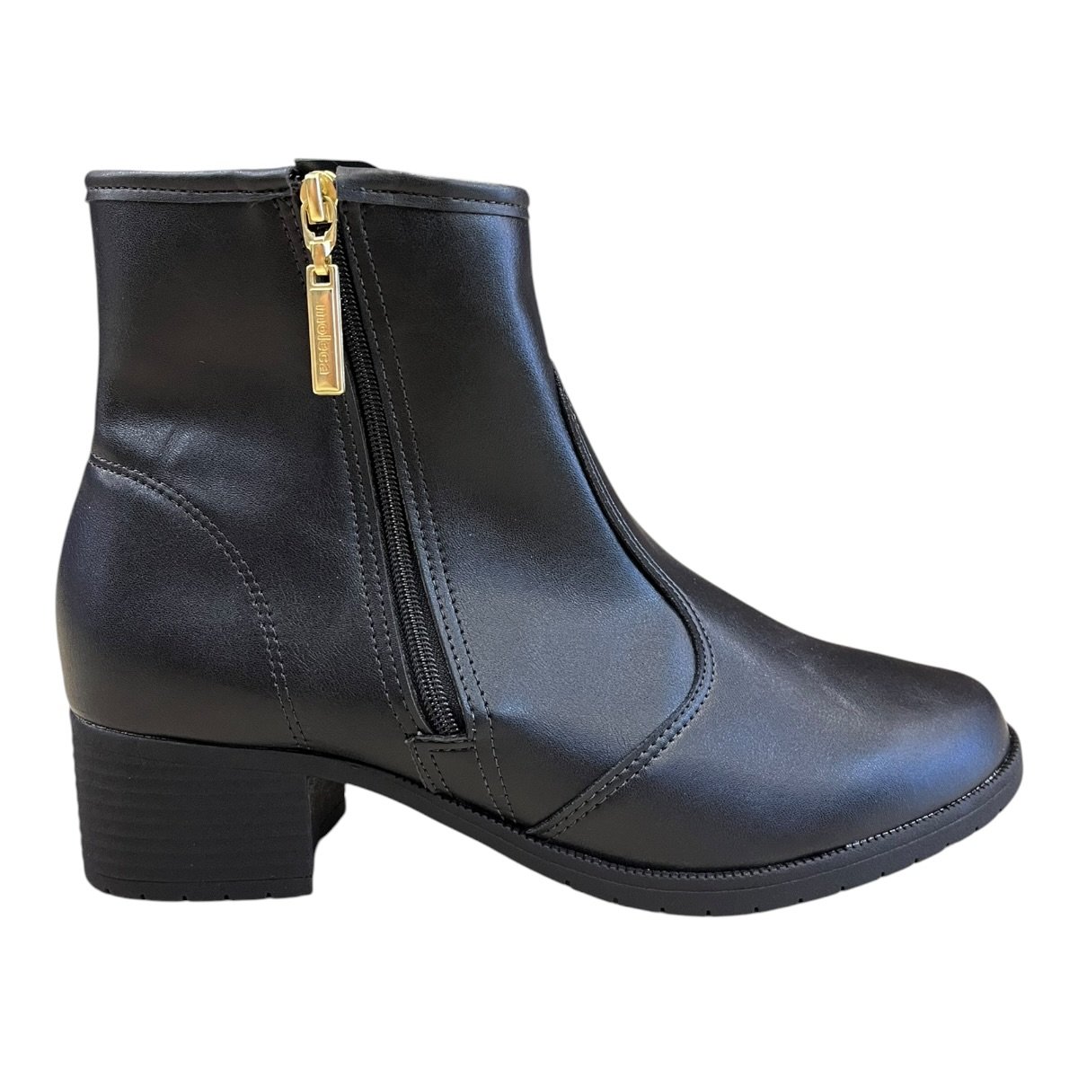 Bota Coturno Feminino Moleca Casual Conforto Básico Zíper Salto Bloco 5346.107 Preto