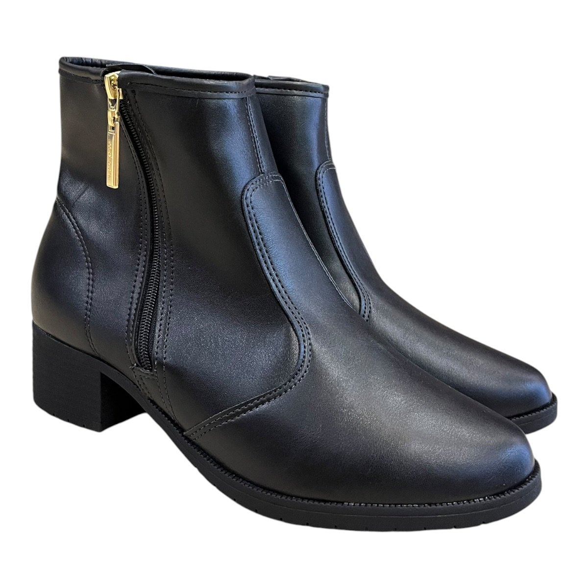Bota Coturno Feminino Moleca Casual Conforto Básico Zíper Salto Bloco 5346.107 Preto Preto 2
