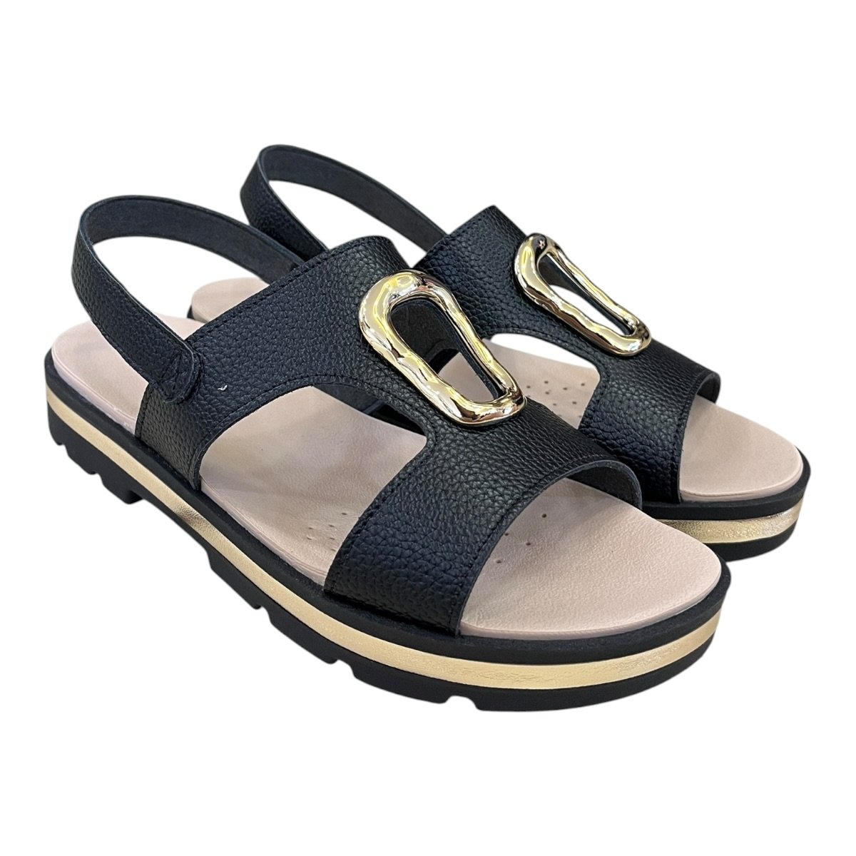 Sandalia Feminino Modare Casual Ultraconforto Tiras Calce Fácil Detalhe Metalizado 7132.160 Preto Preto 2