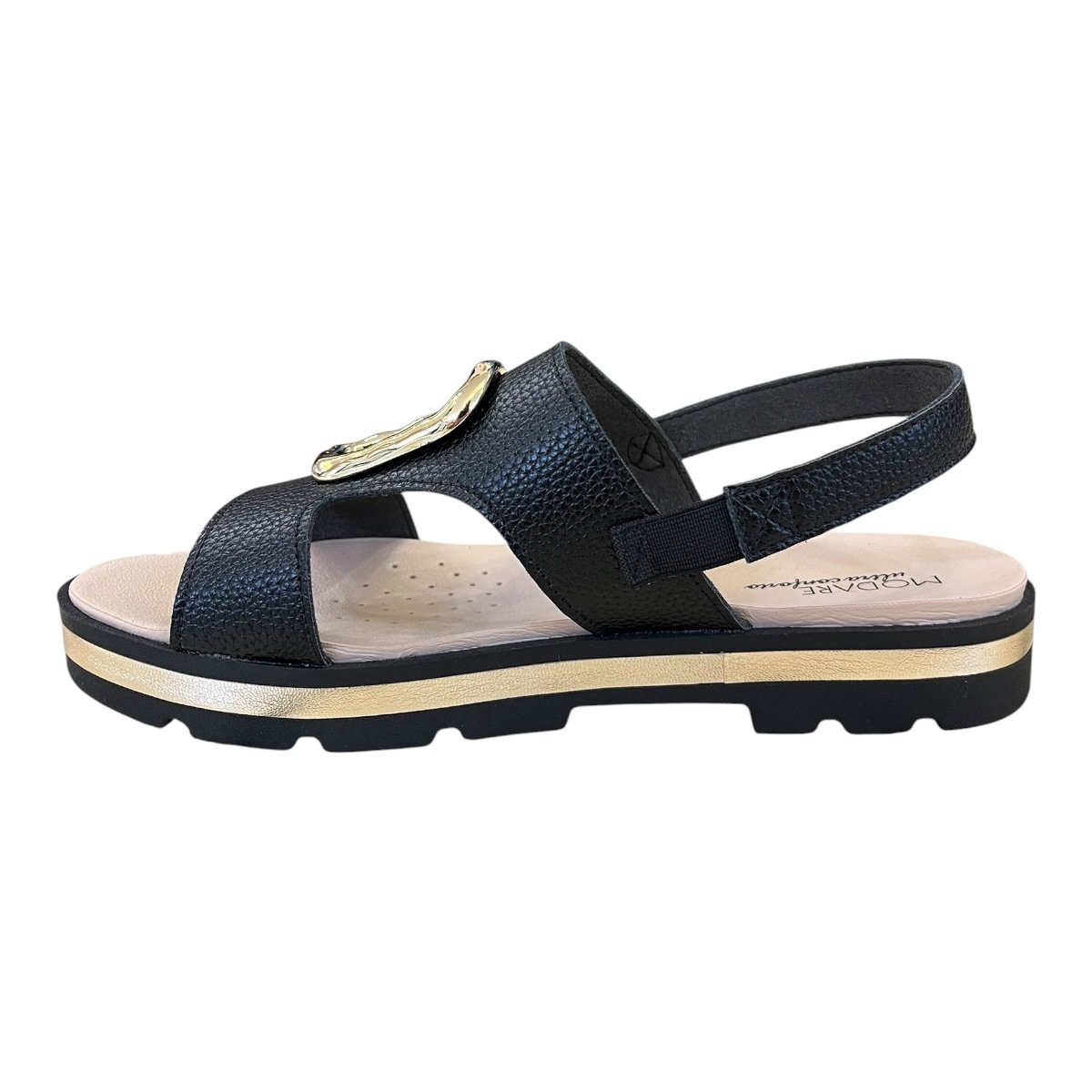 Sandalia Feminino Modare Casual Ultraconforto Tiras Calce Fácil Detalhe Metalizado 7132.160 Preto Preto 6
