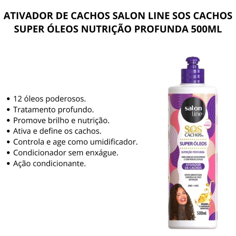 Ativador de Cachos Salon Line Sos Cachos Super Óleos Nutrição Profunda 500ml 500ml 2